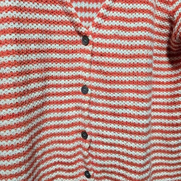 Sundance White and Red Orange Lambswool Blend Stripe Tunic Cardigan - Picture 2 of 4